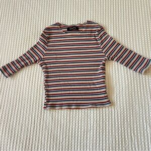 Reformation striped crop top mid sleeve